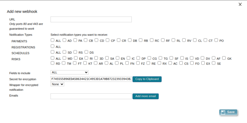 OpenCart: Webhook configuration (continued)